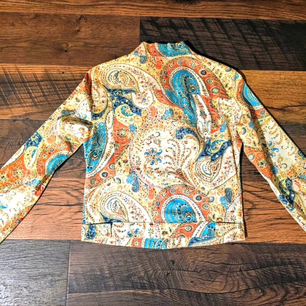 Peck & Peck Colorful Jean Jacket with Paisley Print - Picture 4 of 6